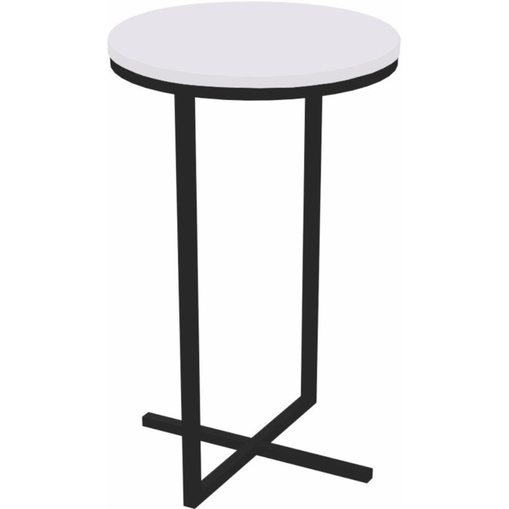 Mesa Lateral Redonda Volpi Artesano 56 Cm (altura) Em Mdp Branco Estrutura Metálica Em Aço Preta - 1