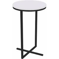 Mesa Lateral Redonda Volpi Artesano 56 Cm (altura) Em Mdp Branco Estrutura Metálica Em Aço Preta - 1