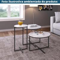 Mesa Lateral Redonda Volpi Artesano 56 Cm (altura) Em Mdp Branco Estrutura Metálica Em Aço Preta - 2
