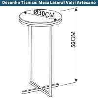 Mesa Lateral Redonda Volpi Artesano 56 Cm (altura) Em Mdp Branco Estrutura Metálica Em Aço Preta - 4