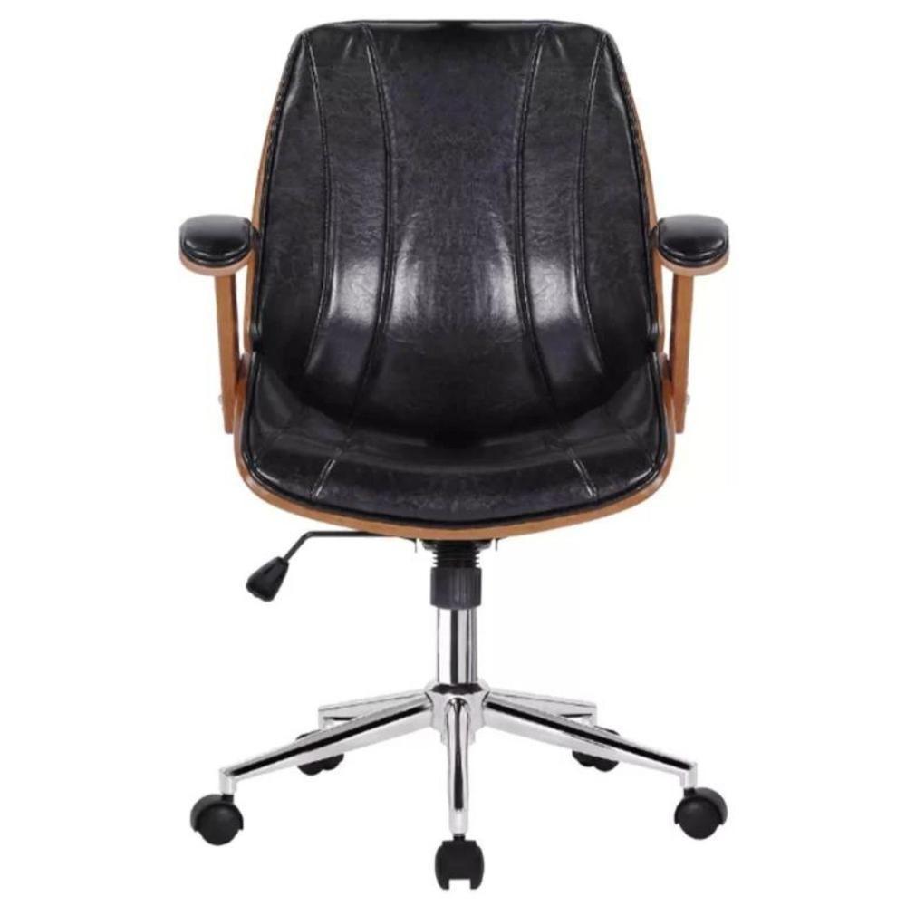 Cadeira Giratória Kopenhagen Bergen Lisboa Fratini Em Madeira Revestida Em Pu Preto Base Rodízio - 5