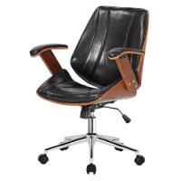 Cadeira Giratória Kopenhagen Bergen Lisboa Fratini Em Madeira Revestida Em Pu Preto Base Rodízio - 1