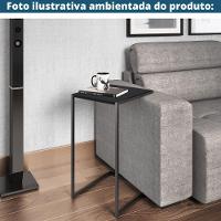 Mesa Lateral Retangular Artesano 64 Cm (altura) Em Mdp Preto Estrutura Metálica Em Aço Prato - 2