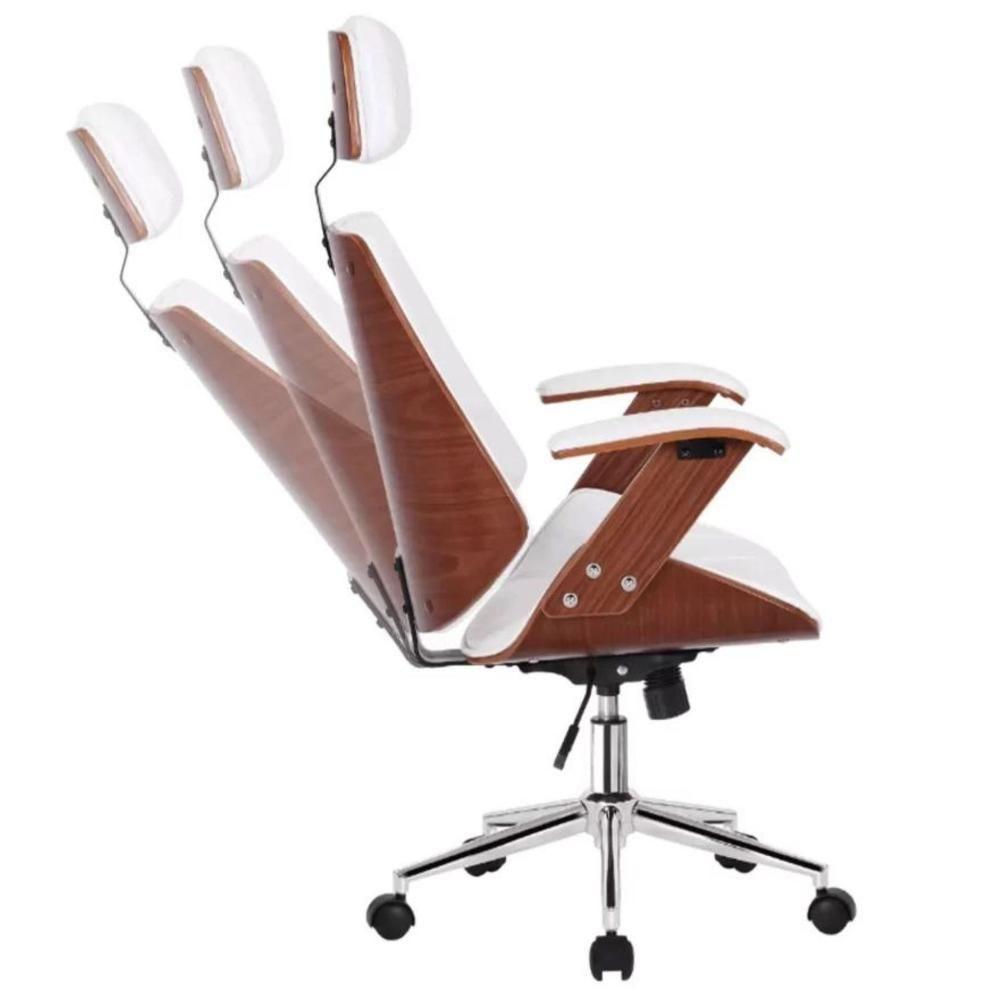 Cadeira Giratória Kopenhagen Bergen Lisboa Fratini Emmadeira Revestida Em Pu Branco Base Rodízio - 4