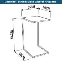 Mesa Lateral Retangular Artesano 64 Cm (altura) Em Mdp Branco Estrutura Metálica Em Aço Preta - 3