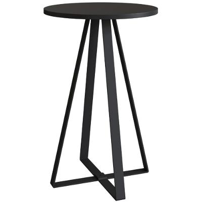 Mesa Lateral Redonda Industrial Artesano 40 Cm (largura) Em Mdp Preto Estrutura Metalica Aço Preto