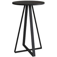 Mesa Lateral Redonda Industrial Artesano 40 Cm (largura) Em Mdp Preto Estrutura Metalica Aço Preto - 1