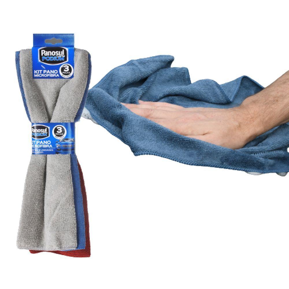 Kit 3 Panos De Microfibra 40X40 Não Risca E Não Solta Fiapos Panosul Sortido - 1