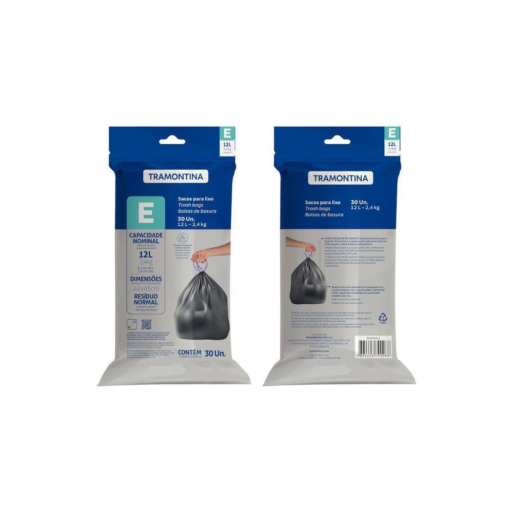 Saco Plástico De Lixo Com Alça Para Fechamento 12 Litros Para Lixeiras (e) Tramontina - 1