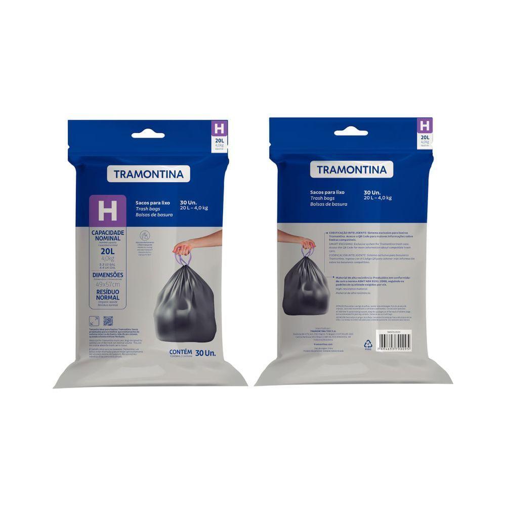 Saco Plástico De Lixo Com Alça Para Fechamento 20 Litros (h) Para Lixeiras Tramontina - 1