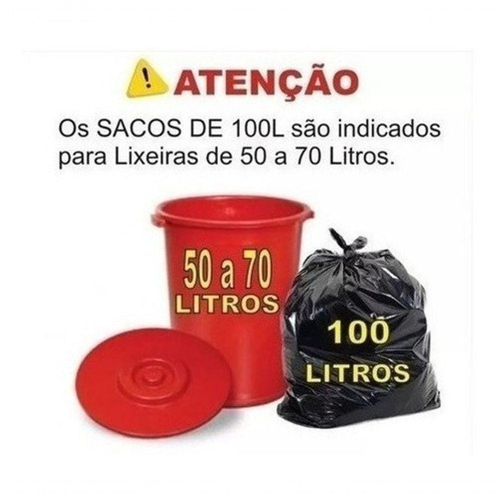 Saco De Lixo 100L Super Reforçado 100 Unid Preto - 3