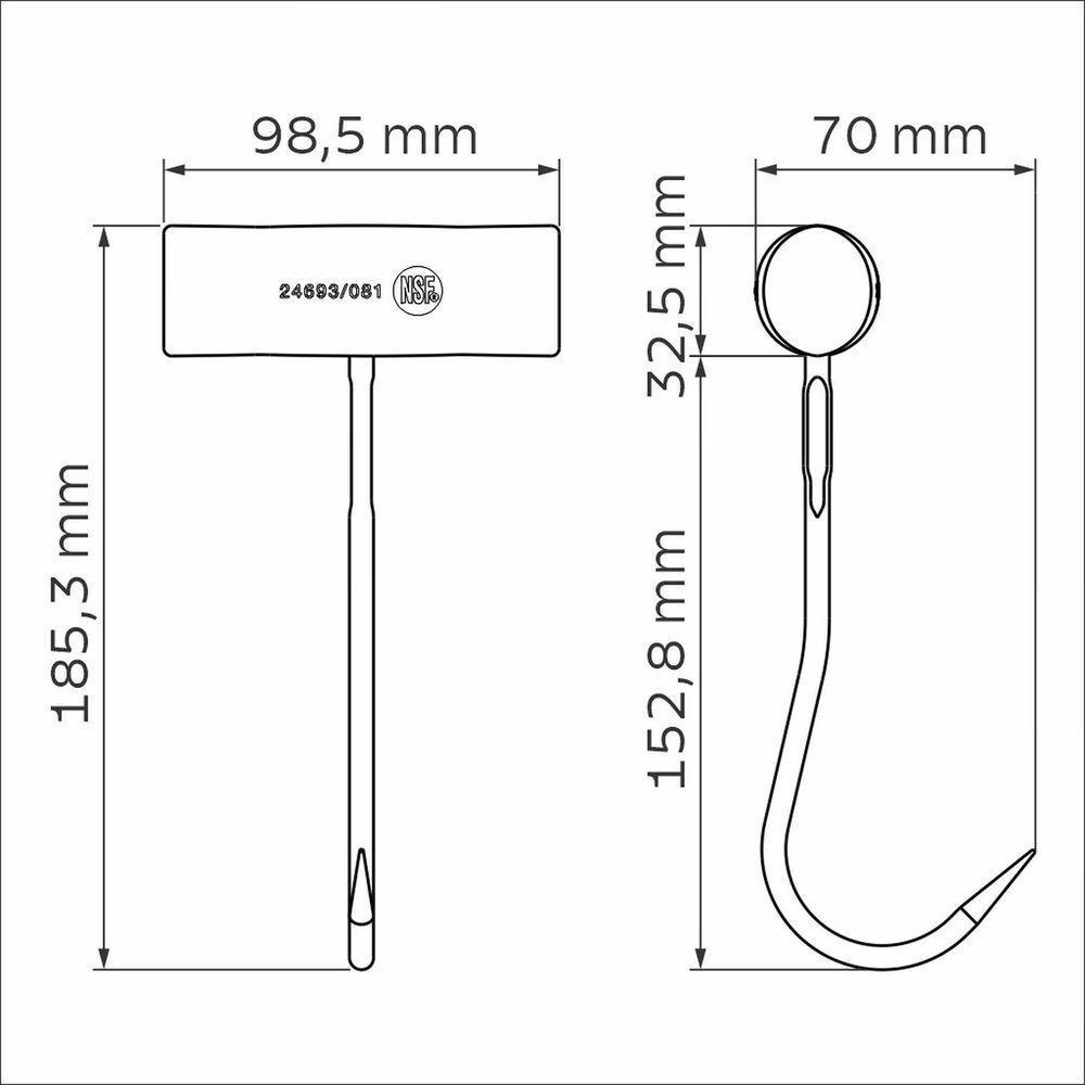 Gancho Central Profissional Master Em Aço Inox Com Cabo Em Polipropileno Branco - 3