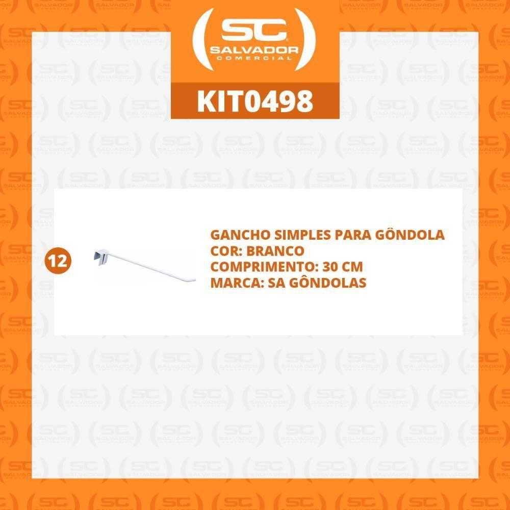 Kit - 12 Ganchos Simples Branco - Sa Gondolas - 3