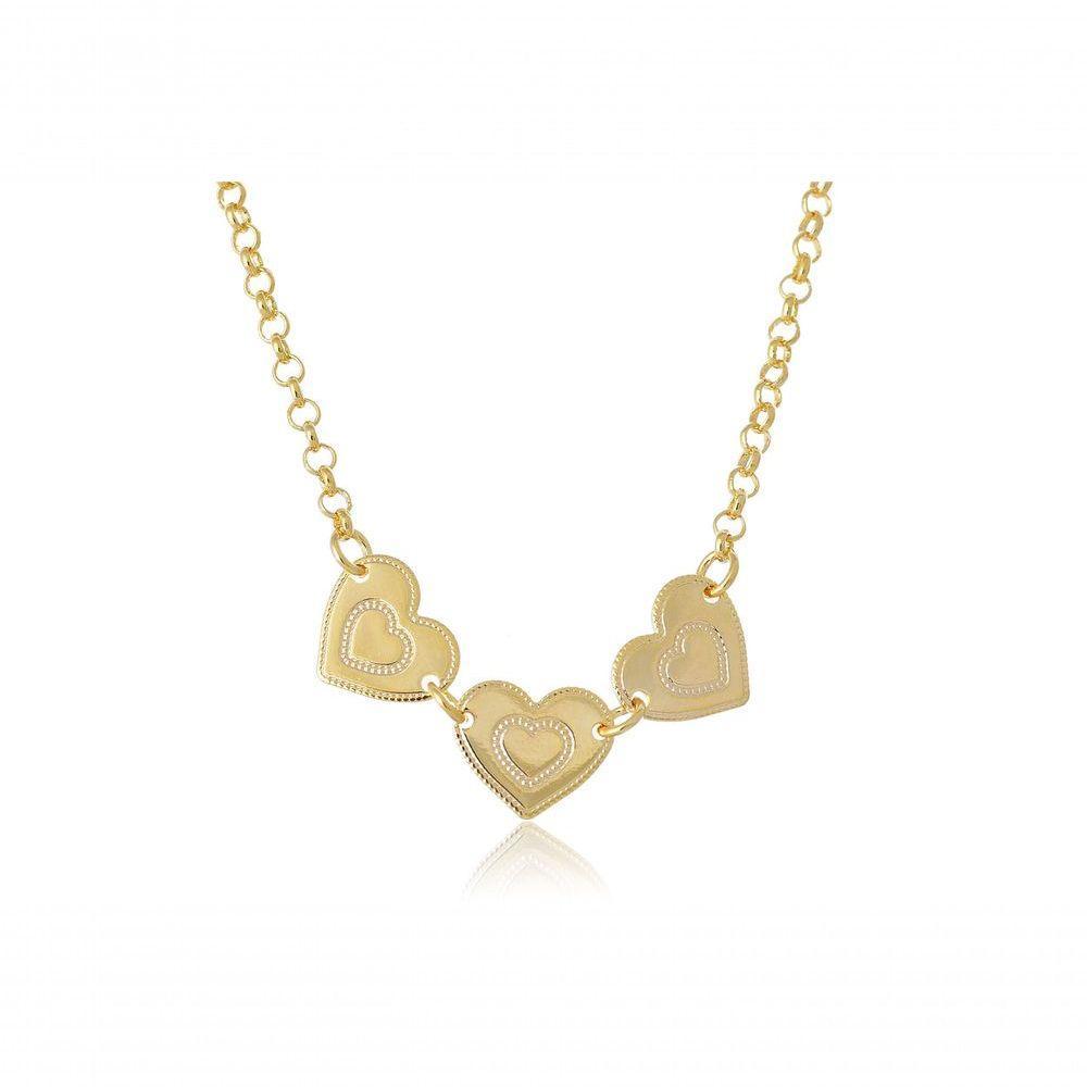 Pulseira Com Chapa De Coração Folheado Em Ouro 18K - 1