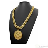 Cordão Banhado Ouro 12mm C- Pingente Corrente Elos Soldados - 5