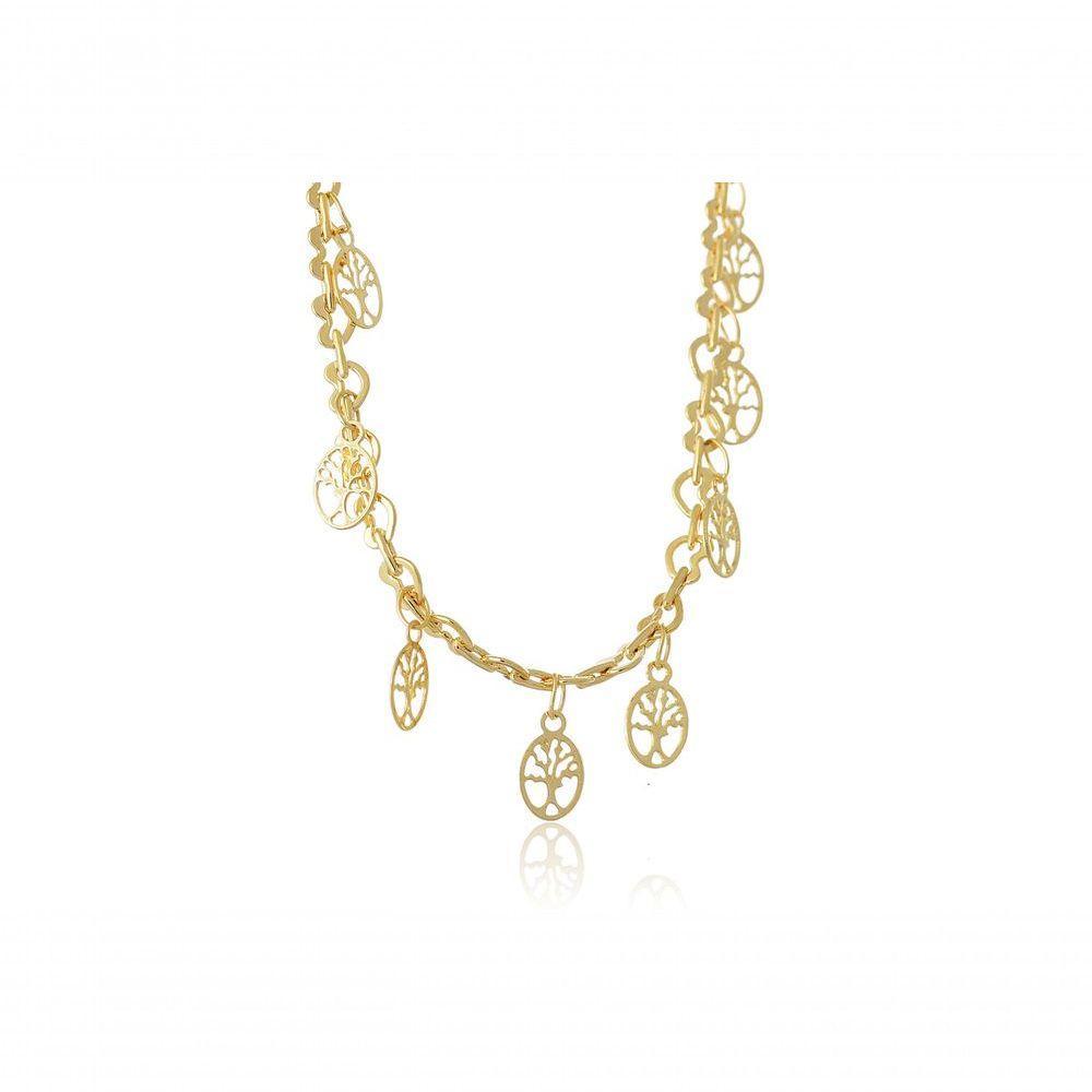 Pulseira Com Pequenos Pingentes De Árvore Da Vida Folheado E - 1