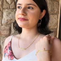 Pulseira Com Pequenos Pingentes De Árvore Da Vida Folheado E - 2