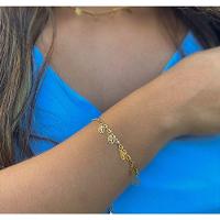 Pulseira Com Pequenos Pingentes De Árvore Da Vida Folheado E - 4