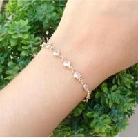Pulseira Ponto De Luz Pedrinhas Cristais Banho De Ouro F. 8.4 - 1