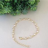 Pulseira Ponto De Luz Pedrinhas Cristais Banho De Ouro F. 8.4