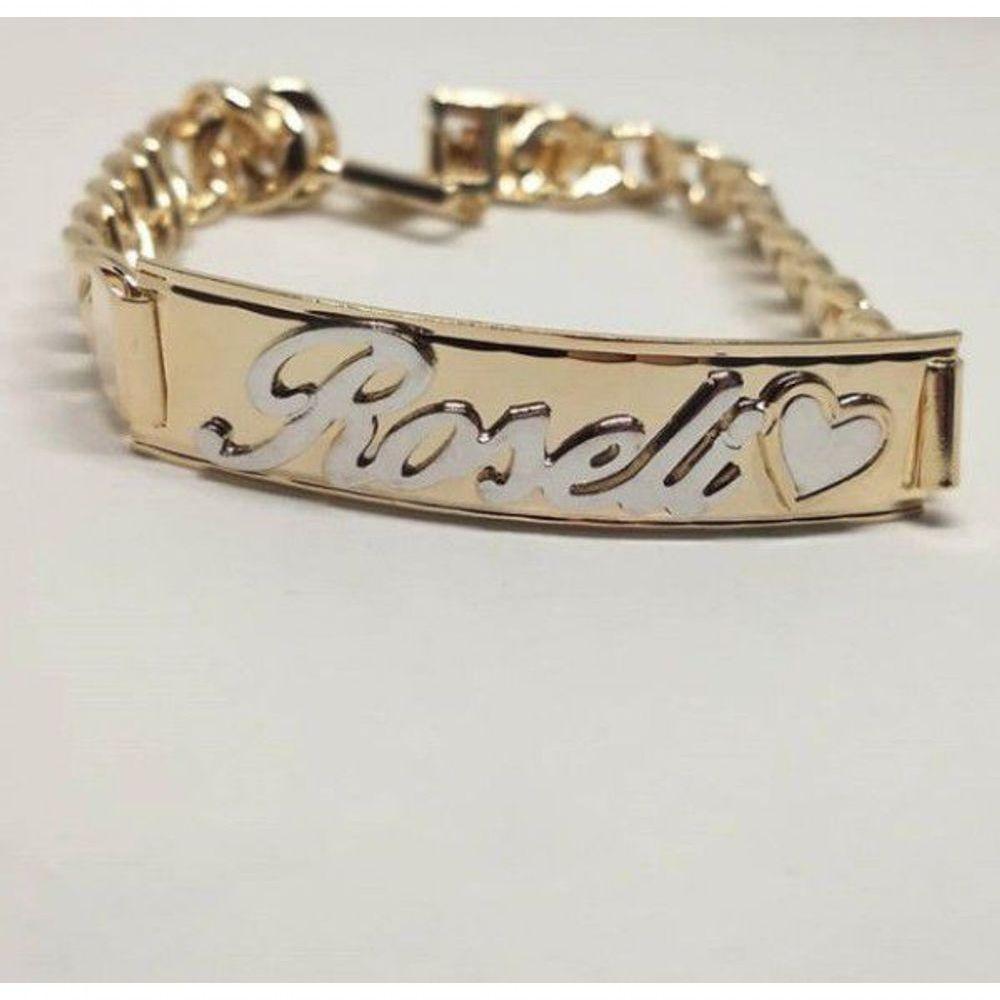 Pulseira Chapa Em Alto Relevo Com Coração Banhado A Ouro 18k - 2