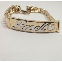 Pulseira Chapa Em Alto Relevo Com Coração Banhado A Ouro 18k - 2