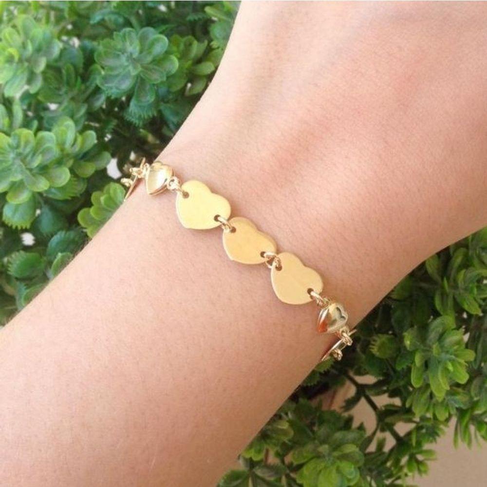 Pulseira Corações Em Banho De Ouro Mulher F. 6.4 - 3
