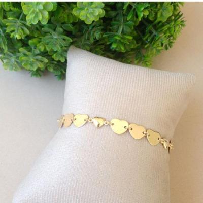 Pulseira Corações Em Banho De Ouro Mulher F. 6.4