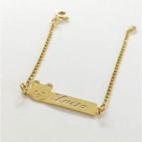 Pulseira Infantil Chapinha Com Ursinho Em Banho De Ouro - 3