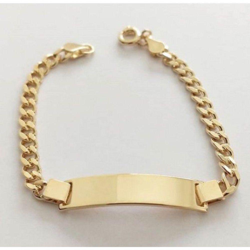 Pulseira Infantil Chapinha Groumet Em Banho De Ouro - 2