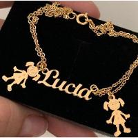 Pulseira Personalizada Até Dois Pingentes Banhado A Ouro - 1