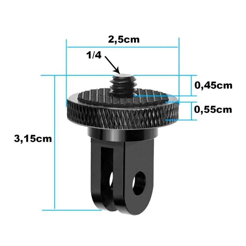 Adaptador em Alumínio Base 1/4 para Câmeras GoPro e Similares - 2