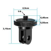Adaptador em Alumínio Base 1/4 para Câmeras GoPro e Similares