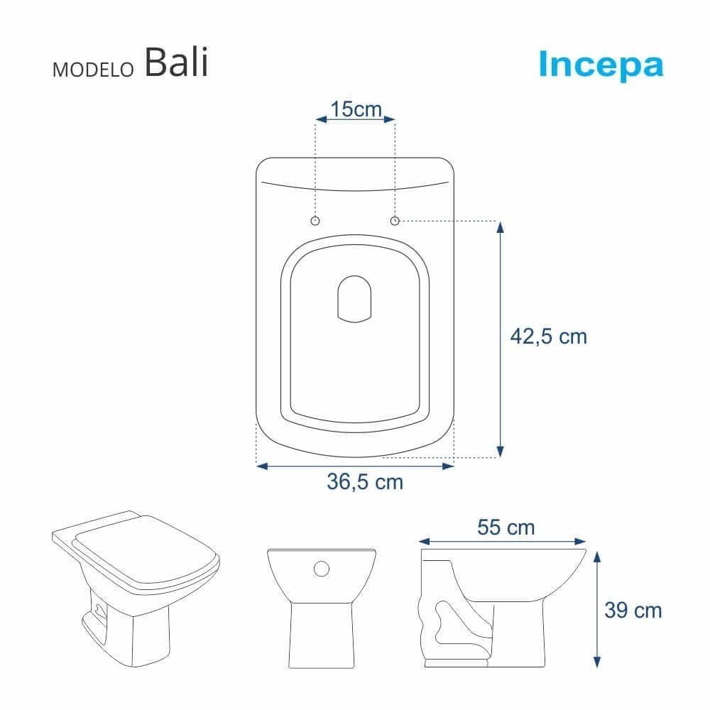 Tampa de Vaso Poliéster Bali Branco para Bacia Incepa 6lpf - 3