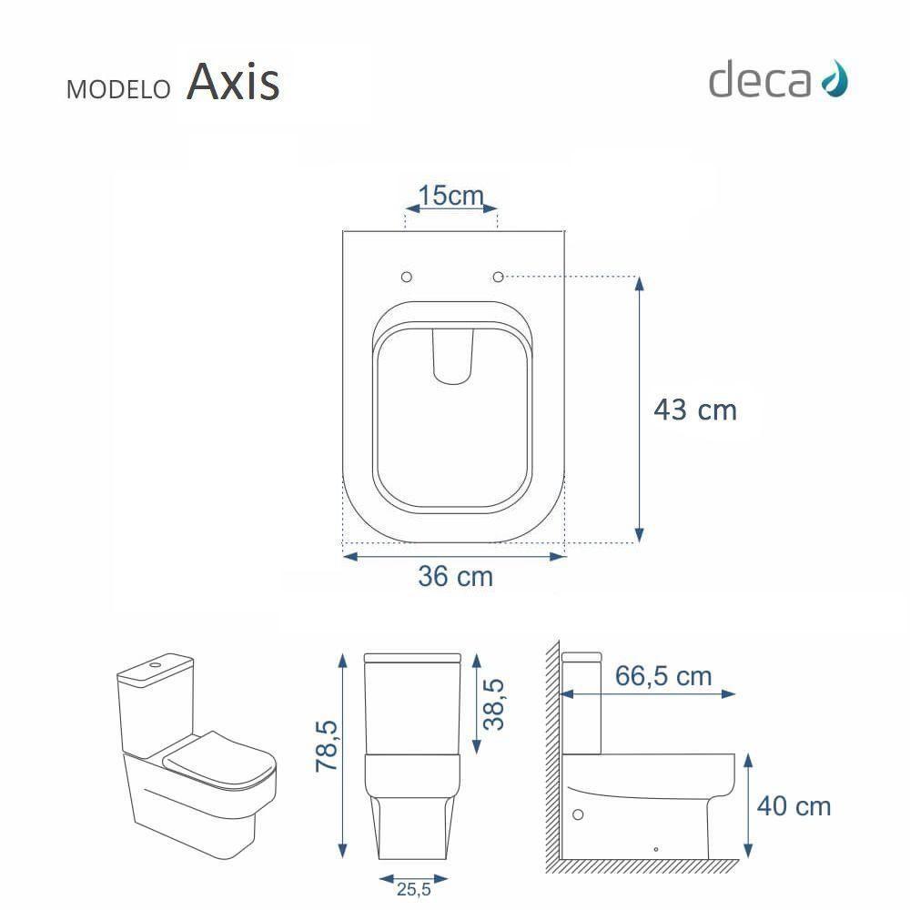 Tampa de Vaso Poliéster Axis Branco para Bacia Deca - 5
