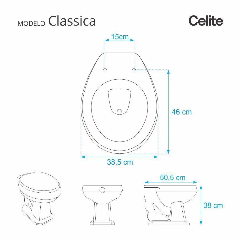 Assento Sanitário Clássica Branco para Vaso Celite - 3