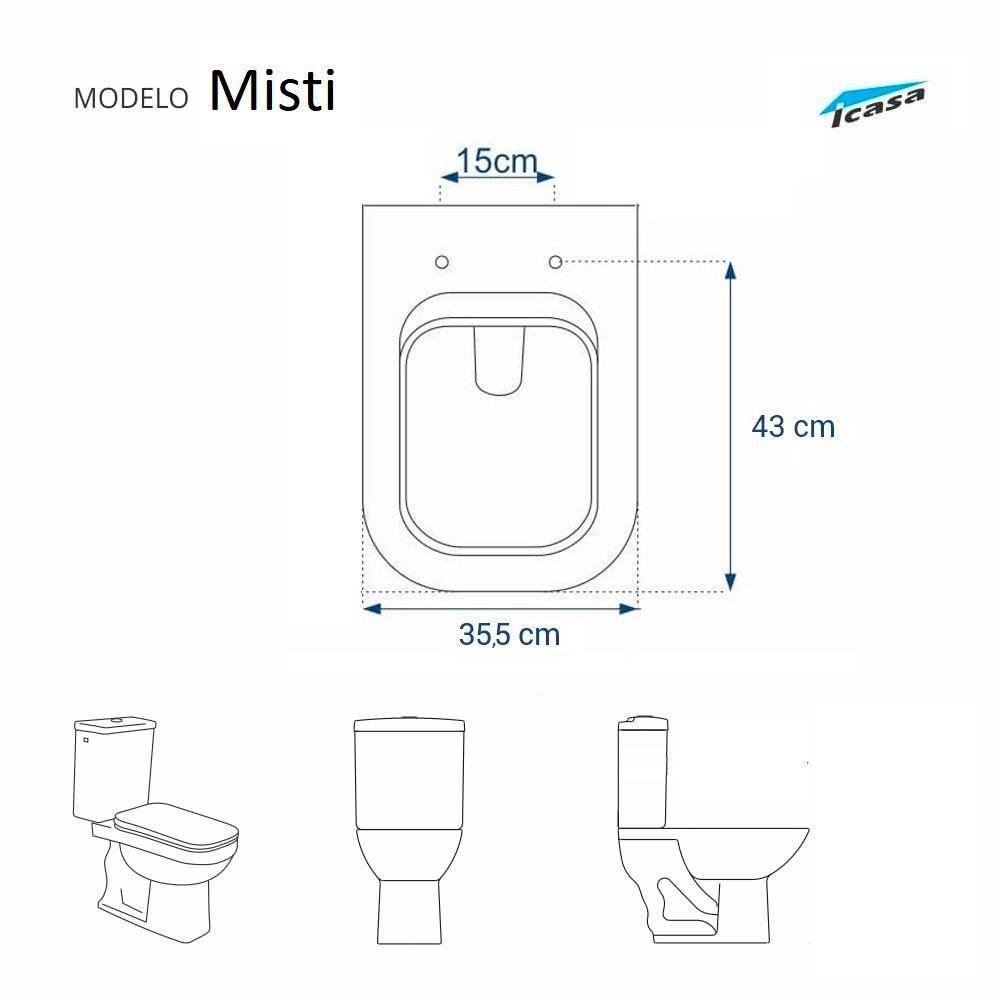Assento Sanitário Poliéster Misti Branco Icasa - 3