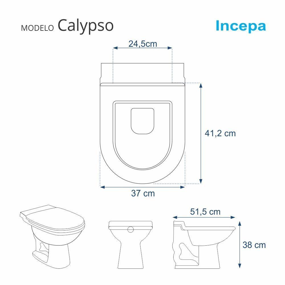 Assento Sanitário Calypso Bone Bege para Vaso Incepa - 3