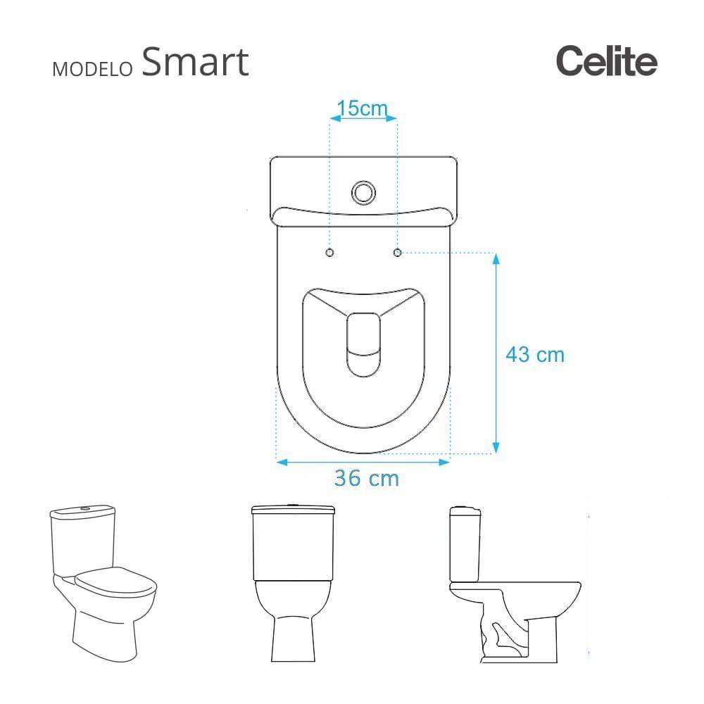 Assento Sanitário Poliéster Smart Branco Celite - 4