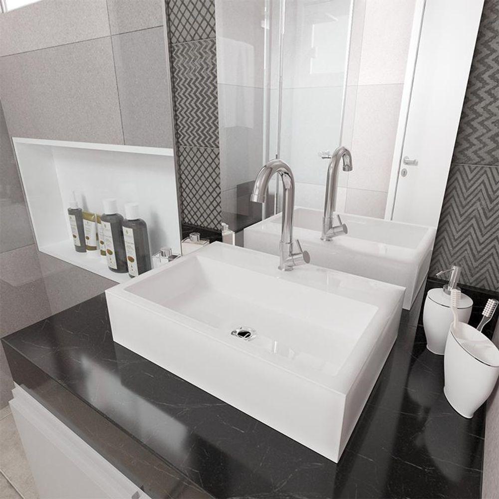 Cuba Pia Banheiro Suprema Com Torneira Dl04 E Valvula Abs Branco Branco - 1