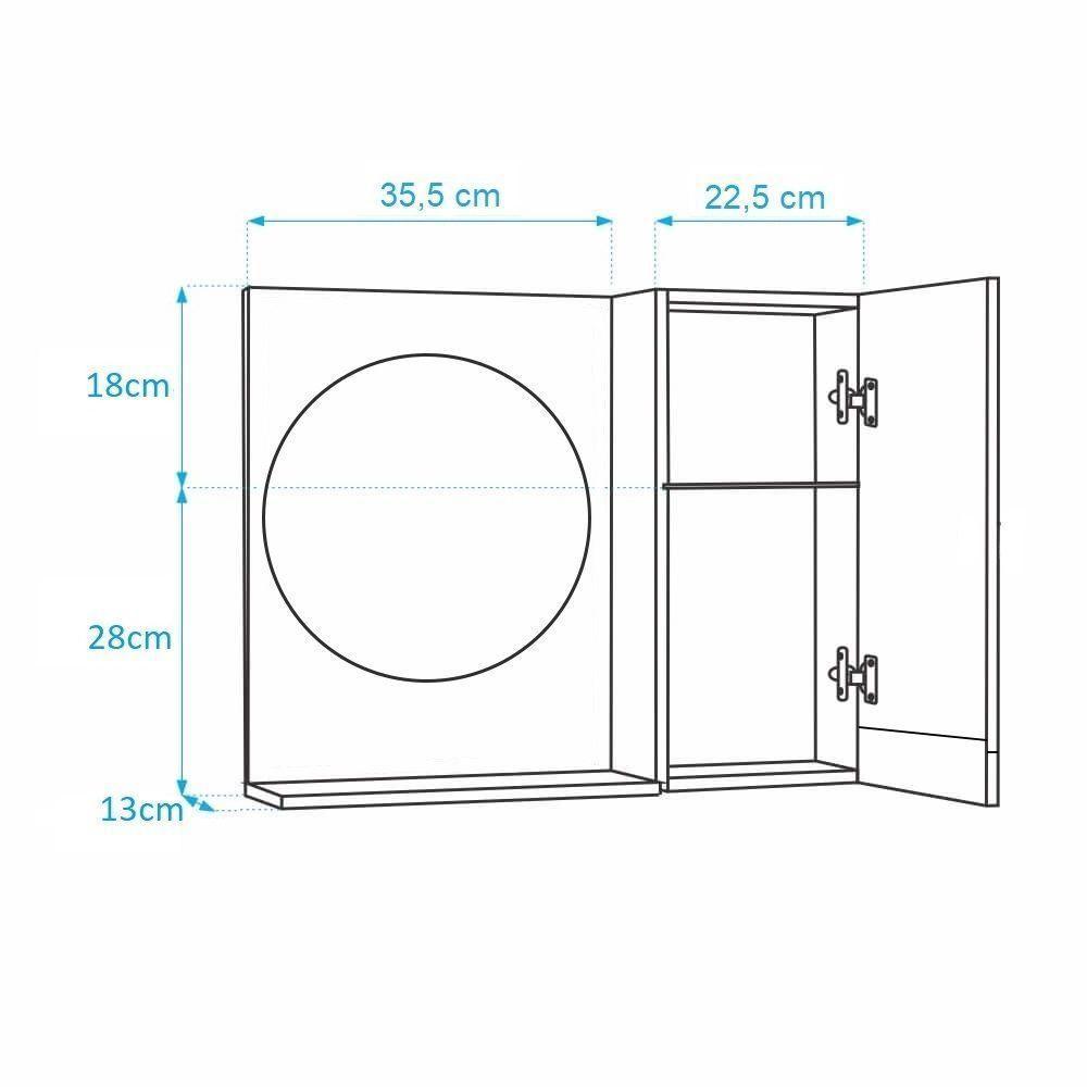 Espelho Redondo para Banheiro com Armário Branco com Puxador - 3