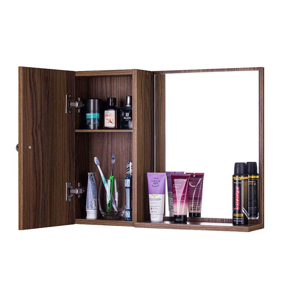 Armário de Banheiro Madeira Escura com Espelho - 5