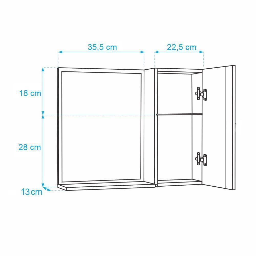 Espelho para Banheiro com Armário Branco Barra Vertical - 4
