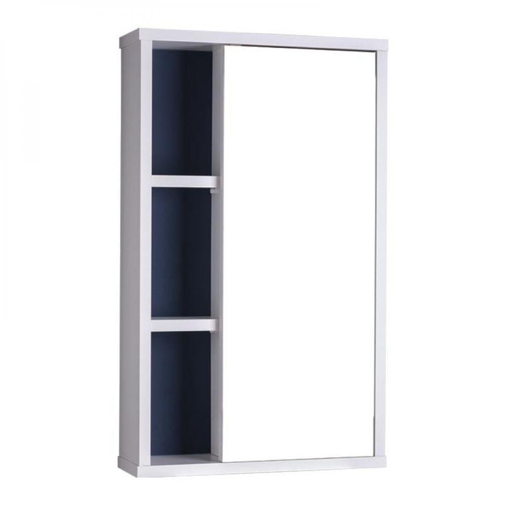 Armário para Banheiro com Espelho Milano Branco com Marinho - 2