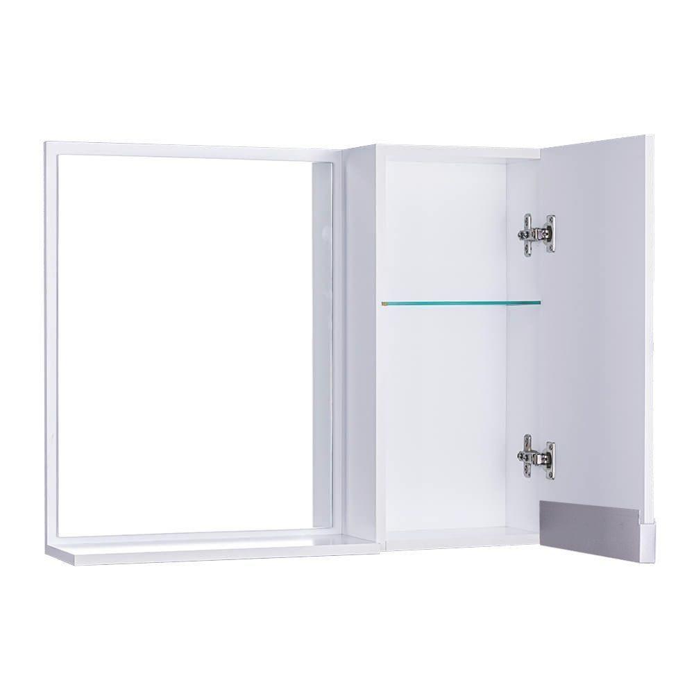 Espelho para Banheiro com Armário Branco Puxador Metal - 3