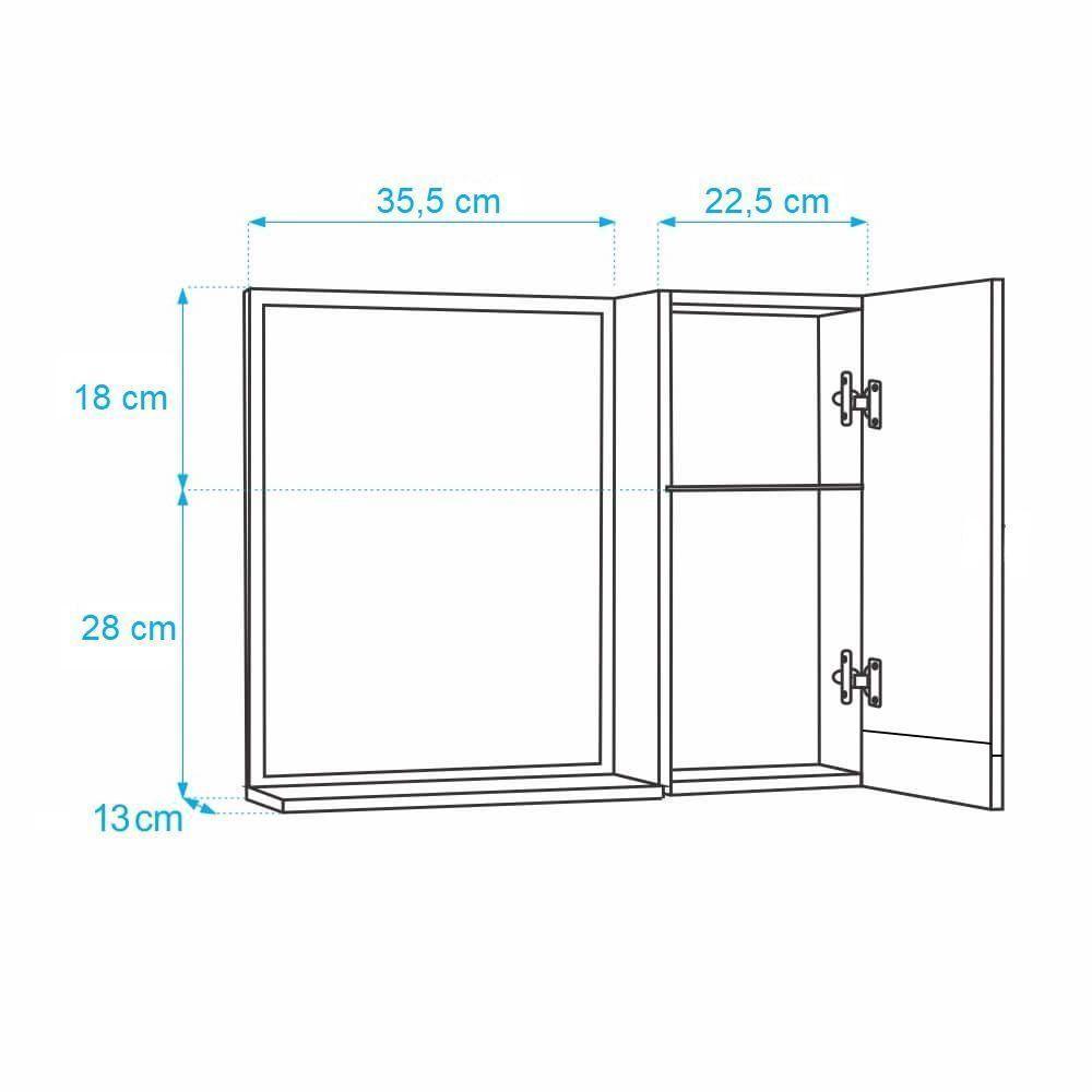 Espelho para Banheiro com Armário Branco Puxador Metal - 4