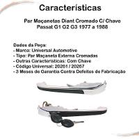 Par Maçanetas Diant Cromado C/ Chave Passat G1 G2 G3 77 A 88 - 3