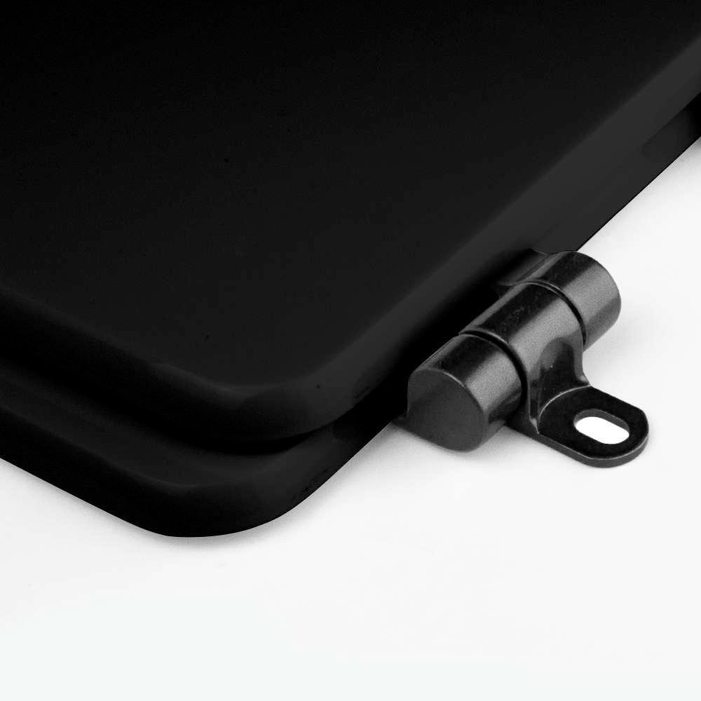 Assento Sanitário Poliéster Soft Close Quadra Preto Para Vaso Deca Com Ferragem Preta - 3