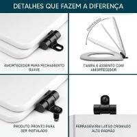 Assento Sanitário Poliéster Soft Close Quadra Preto Para Vaso Deca Com Ferragem Preta - 9