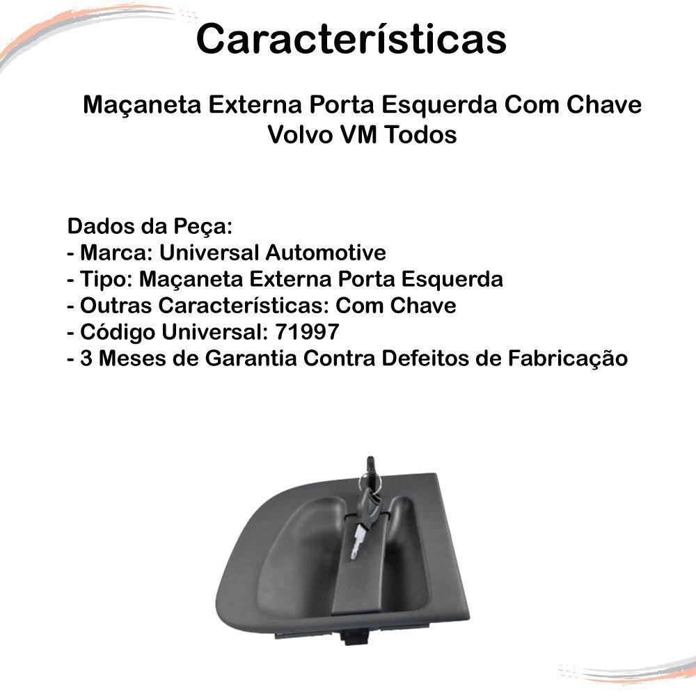 Maçaneta Externa Porta Esquerda com Chave Volvo Vm Todos - 2